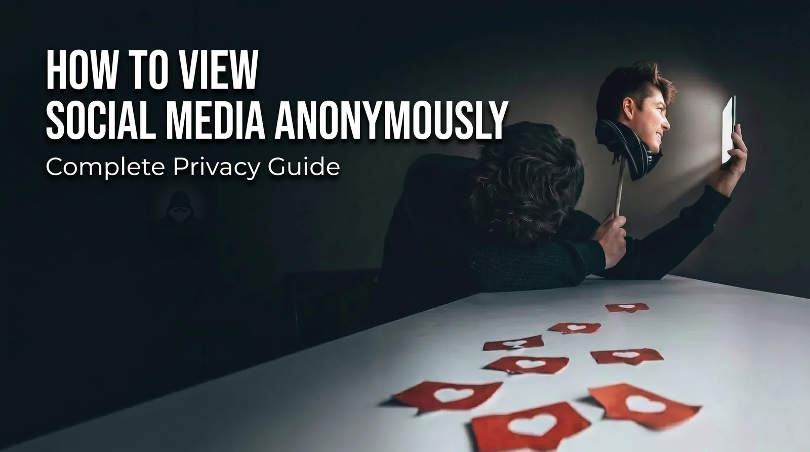 A glowing digital shield protecting a user's identity while browsing a master blueprint of interconnected social media icons like TikTok, Instagram, and YouTube.